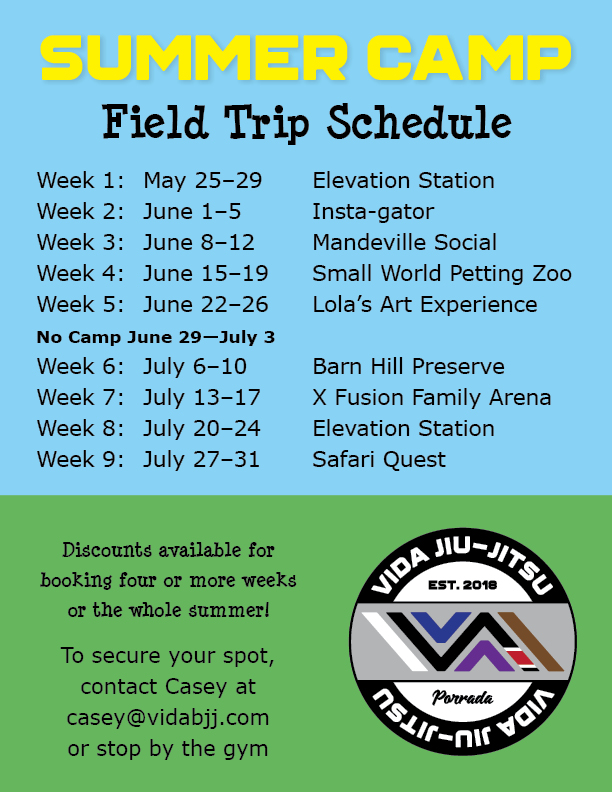 Summer Camp Field Trip Schedule B