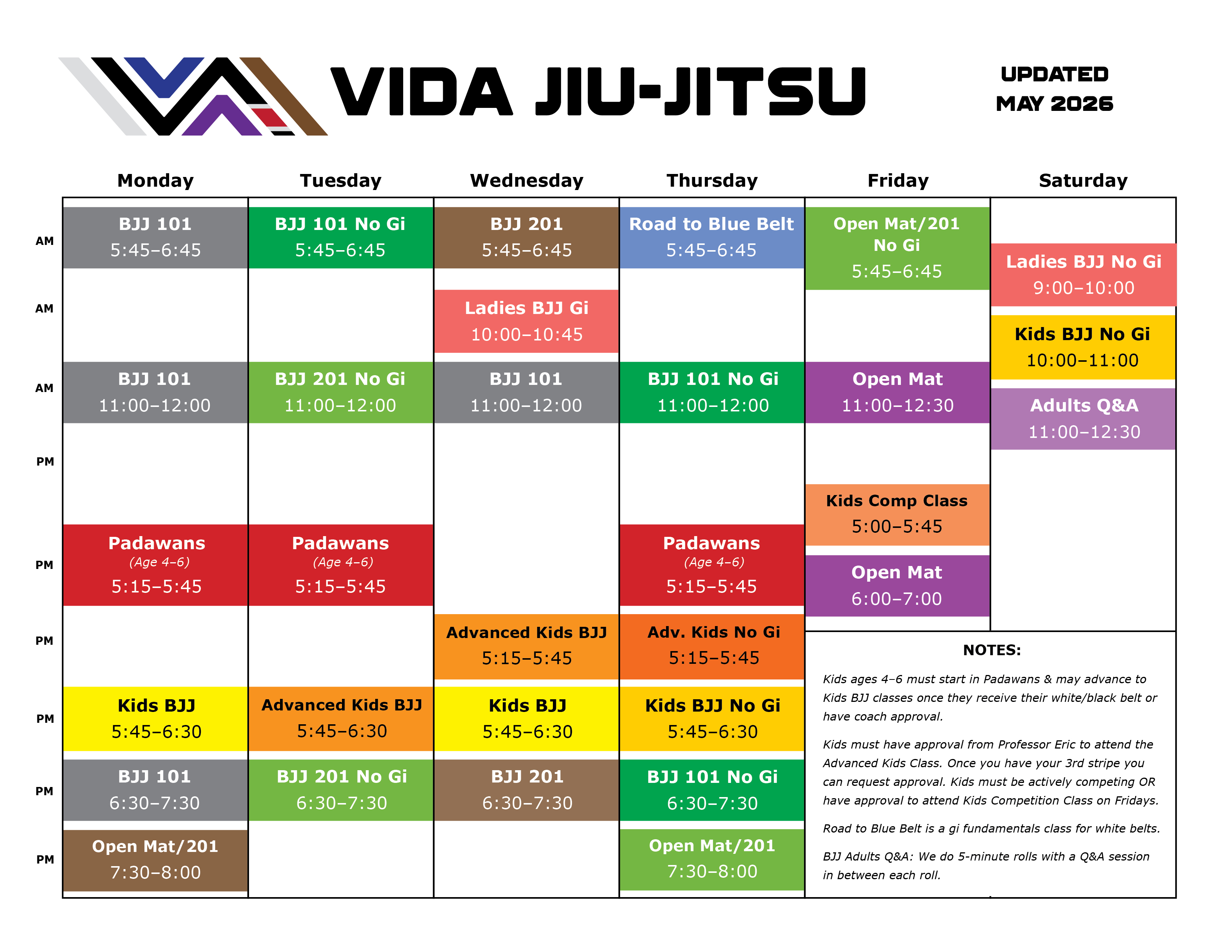 Vida Schedule 5-26 Hi